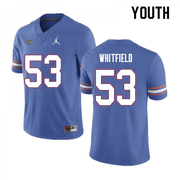 Youth #53 Chase Whitfield Florida Gators College Football Jersey Blue